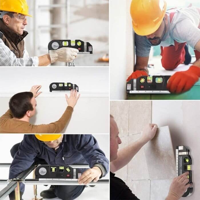NivelMaster - Nivel Láser 3 Burbujas con Cinta Métrica Integrada