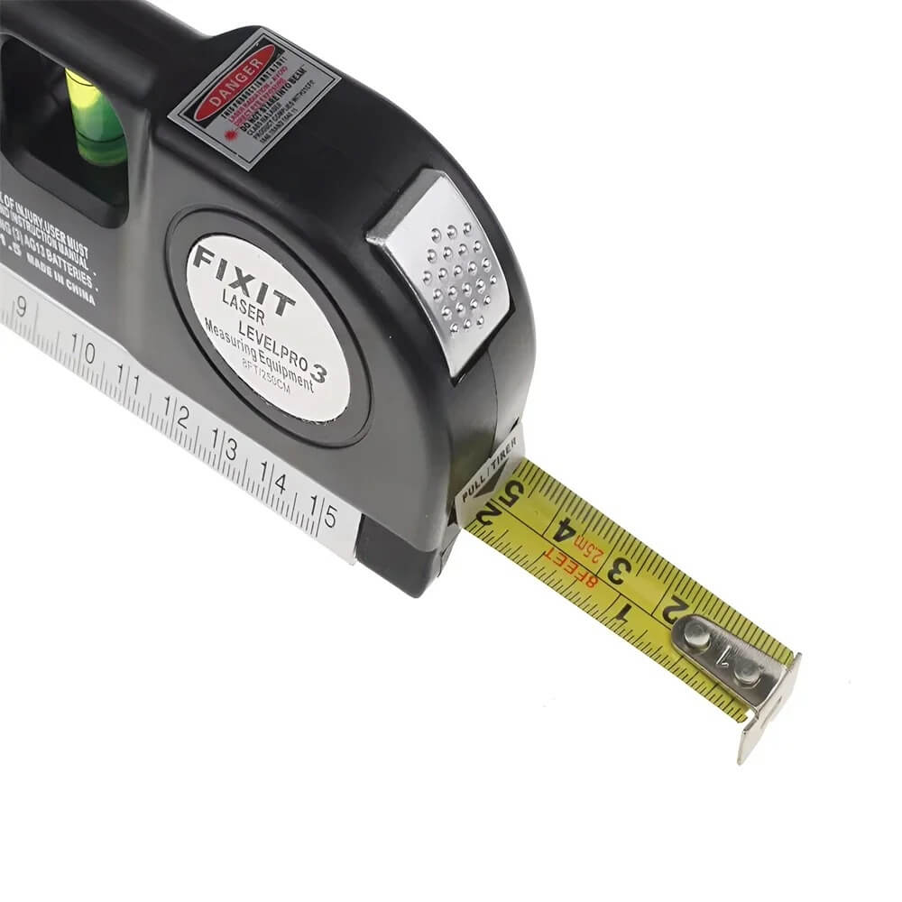 NivelMaster - Nivel Láser 3 Burbujas con Cinta Métrica Integrada