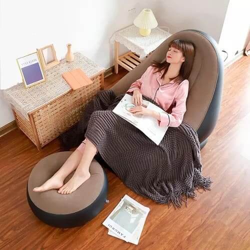 Air Comfort Sofa - Sofá Inflable con Reposapiés Portátil