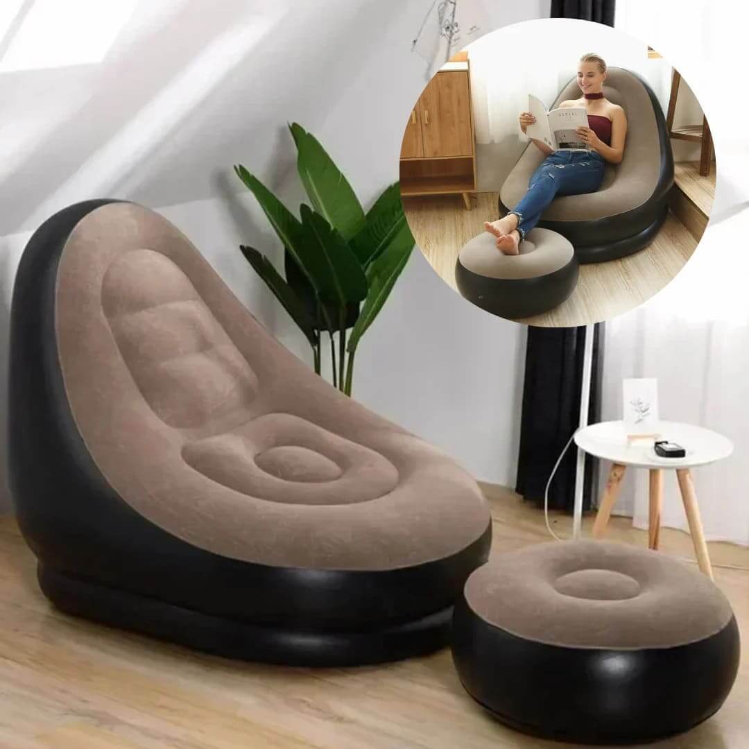 Air Comfort Sofa - Sofá Inflable con Reposapiés Portátil