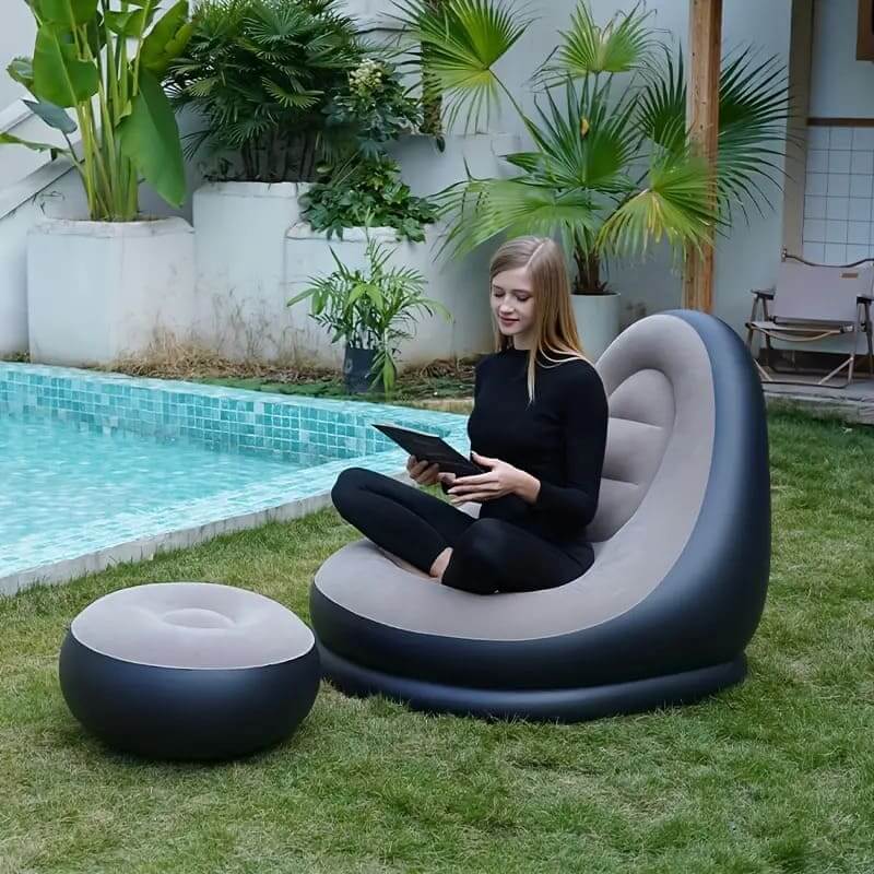 Air Comfort Sofa - Sofá Inflable con Reposapiés Portátil