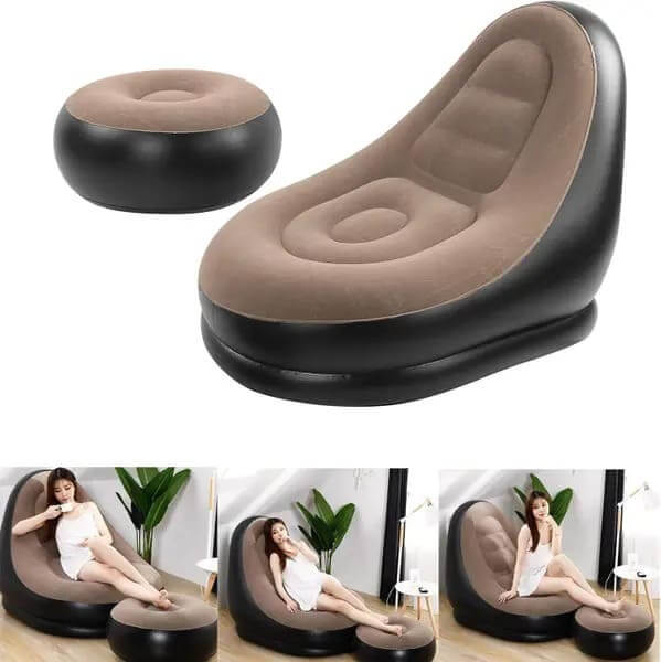 Air Comfort Sofa - Sofá Inflable con Reposapiés Portátil