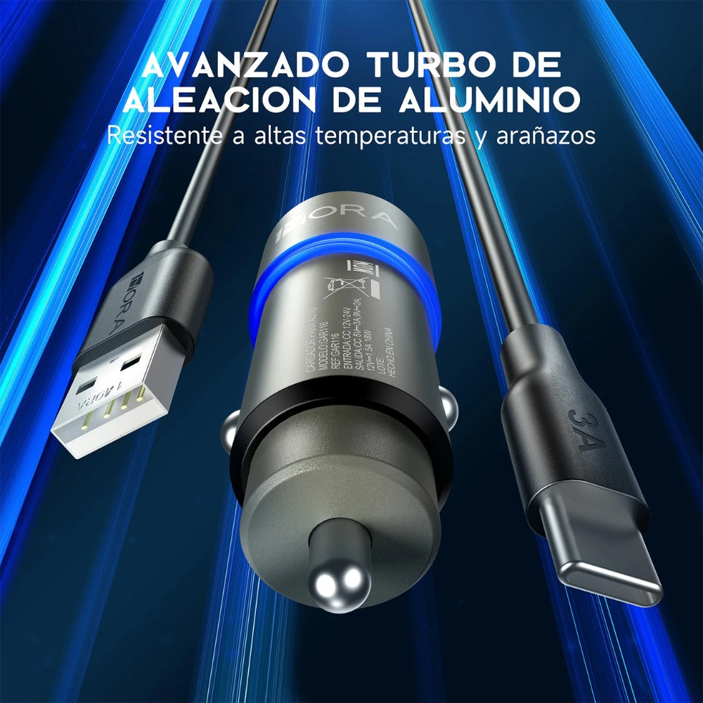 Cargador Para Carro + Cable Tipo C