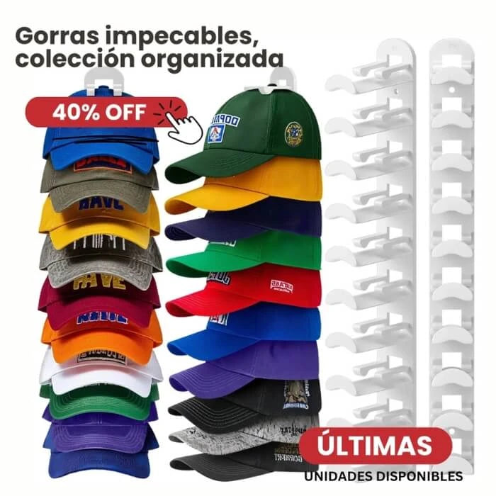 Colgador de pared para gorras