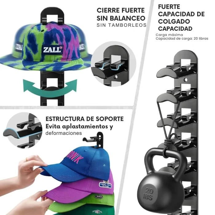 Colgador de pared para gorras