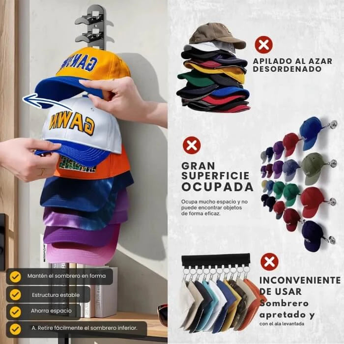 Colgador de pared para gorras