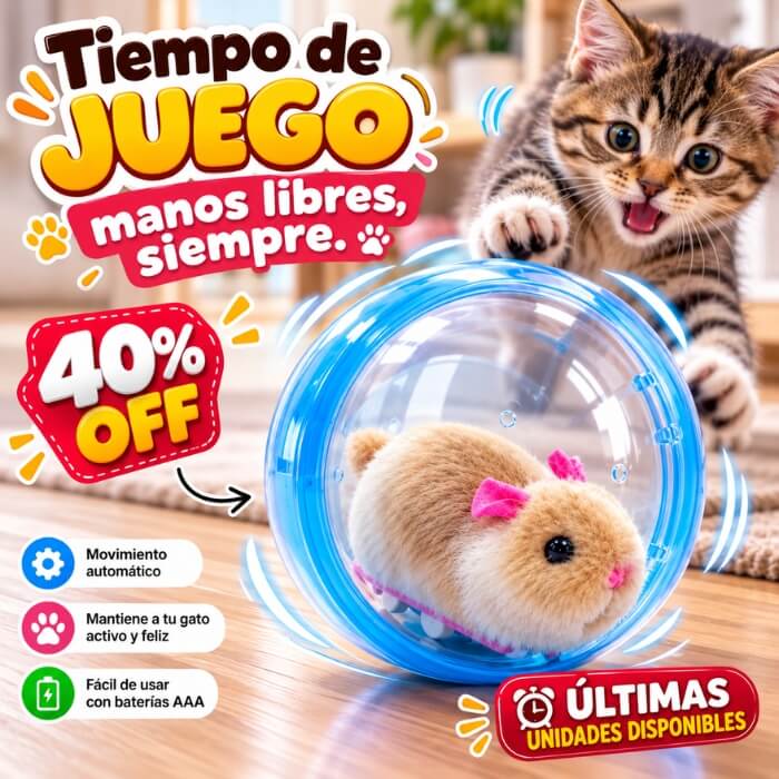 SmartBall Cat Pro– Bola Interactiva Eléctrica para Gatos con Hámster