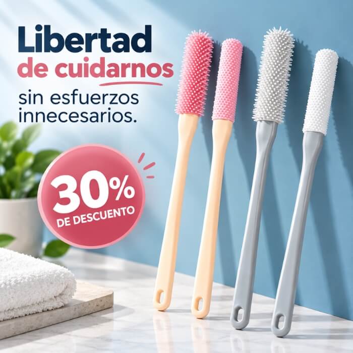 FootCare Pro – Cepillo de Silicona con Mango Largo para Pies
