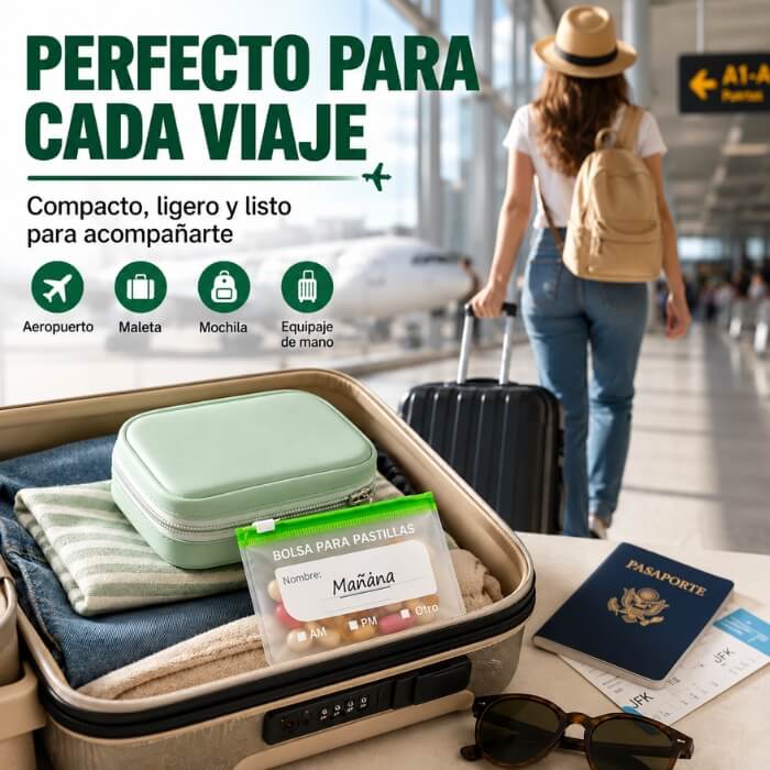 TravelMed Pro – Organizador Impermeable para Pastillas y Vitaminas
