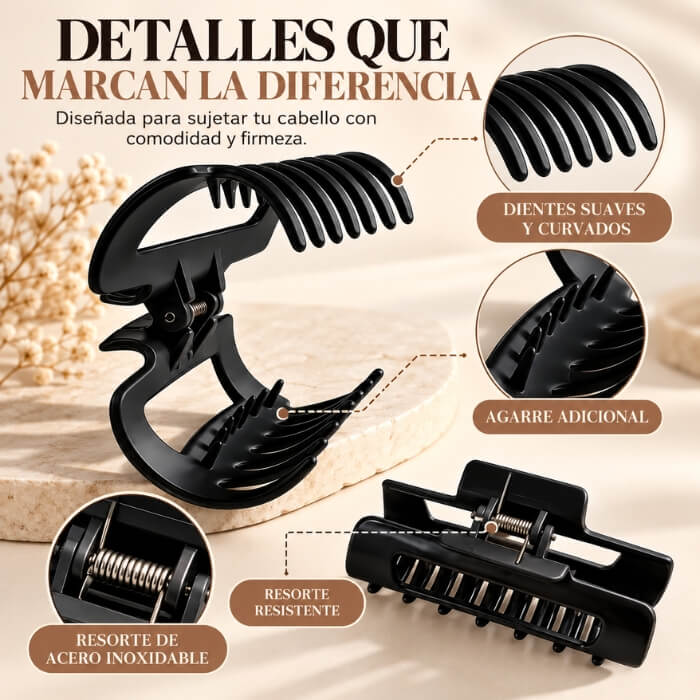 FlexiGrip Pro – Pinzas  Flexibles Antideslizantes para Cabello Set x3und