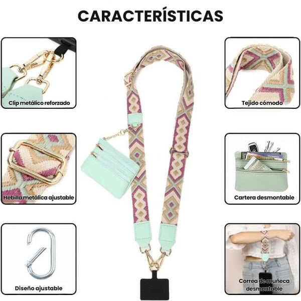 Bandolera Móvil con Billetera Compacta