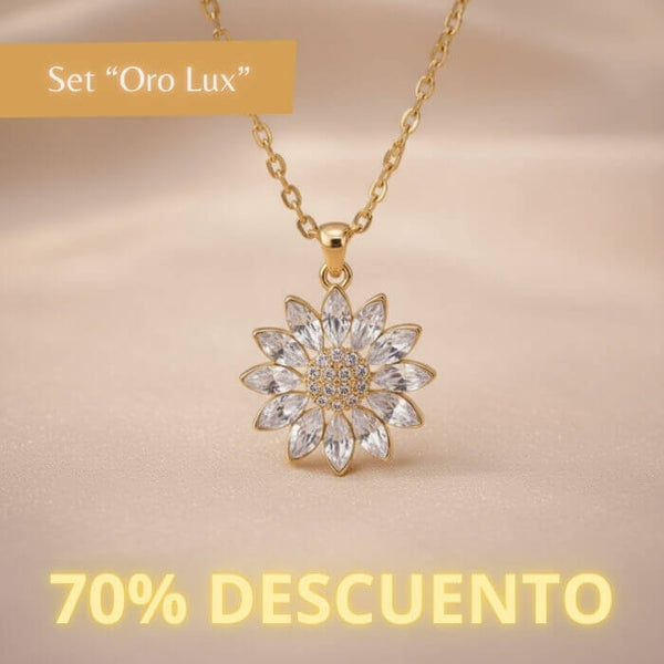 Set “Oro Lux” - 1 Reloj - 1 Par de Aretes - 6 Pulseras - 1 collar