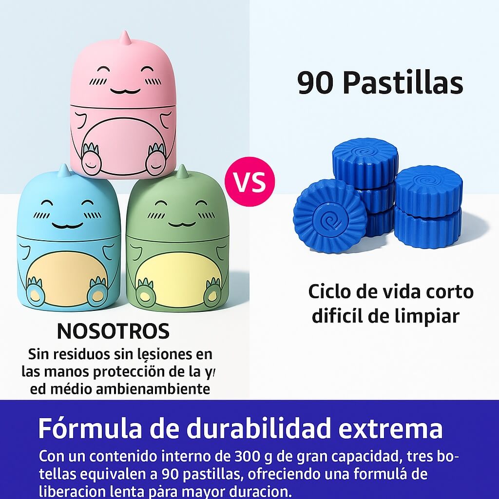 DinoClean – El Guardián Limpiador de tu Inodoro X3 Und