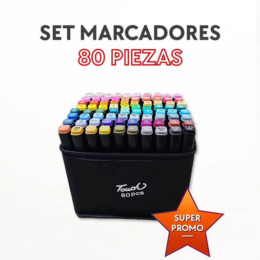 Kit Marcadores Doble Punta 80 PCS