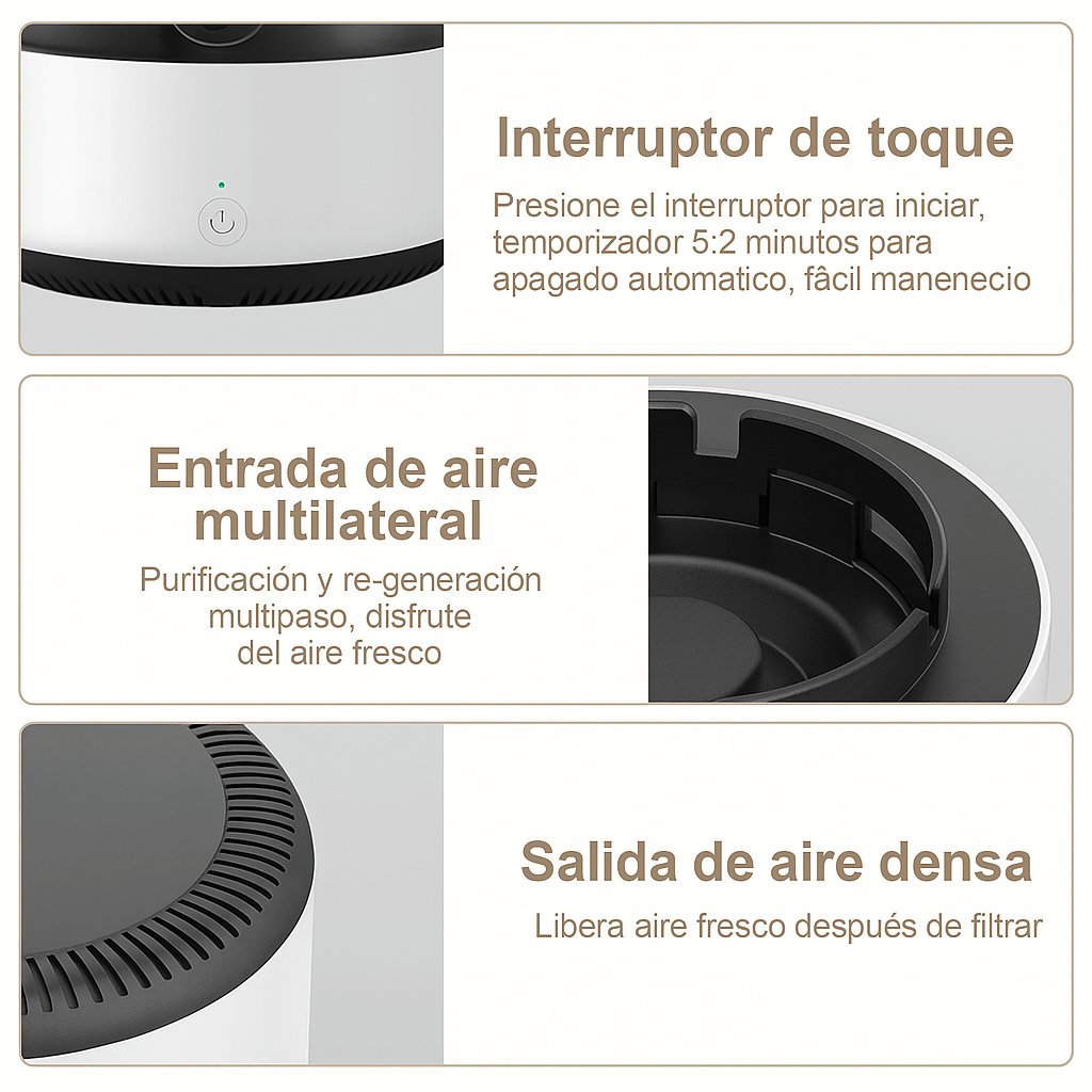 SmokeLess Pro - Cenicero autoextinguible con purificación 360°